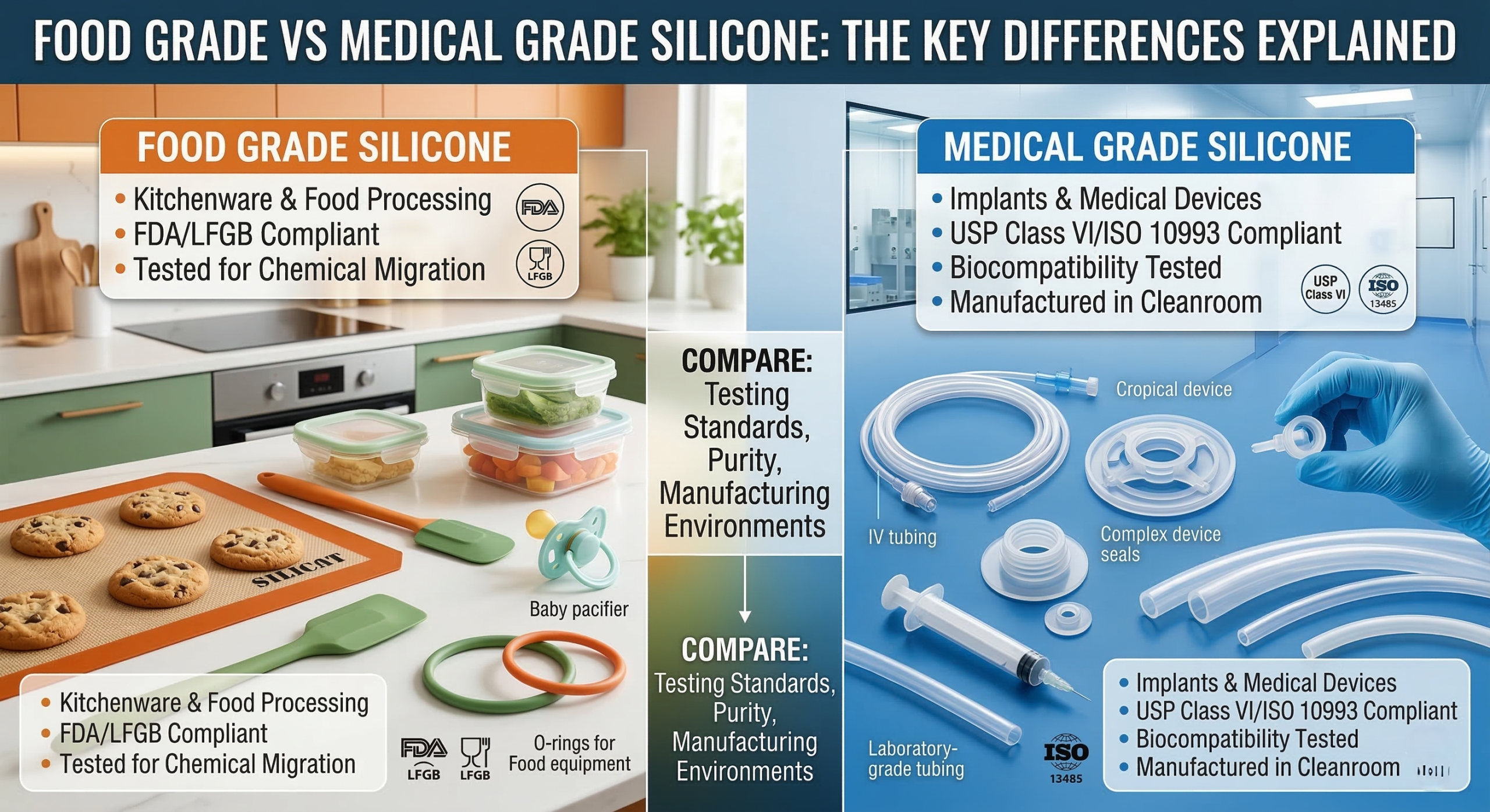 How to Choose Food Grade vs Medical Grade Silicone？