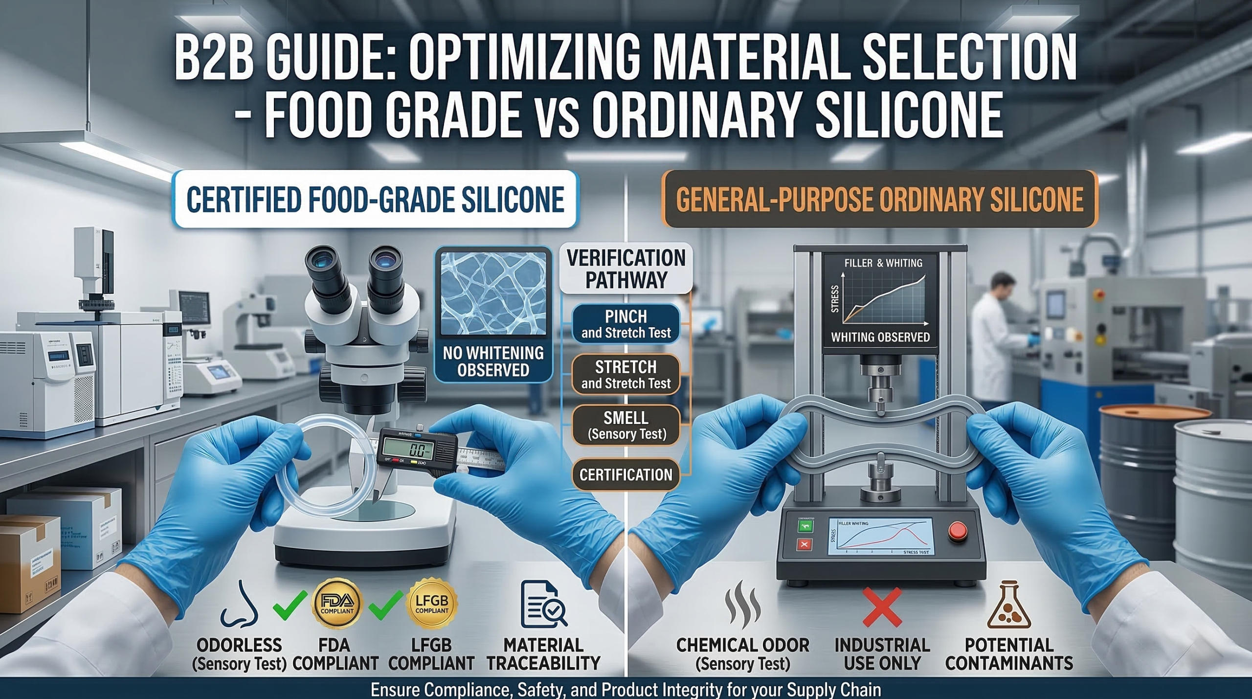 How to Test Food Grade vs Ordinary Silicone for B2B Sourcing？