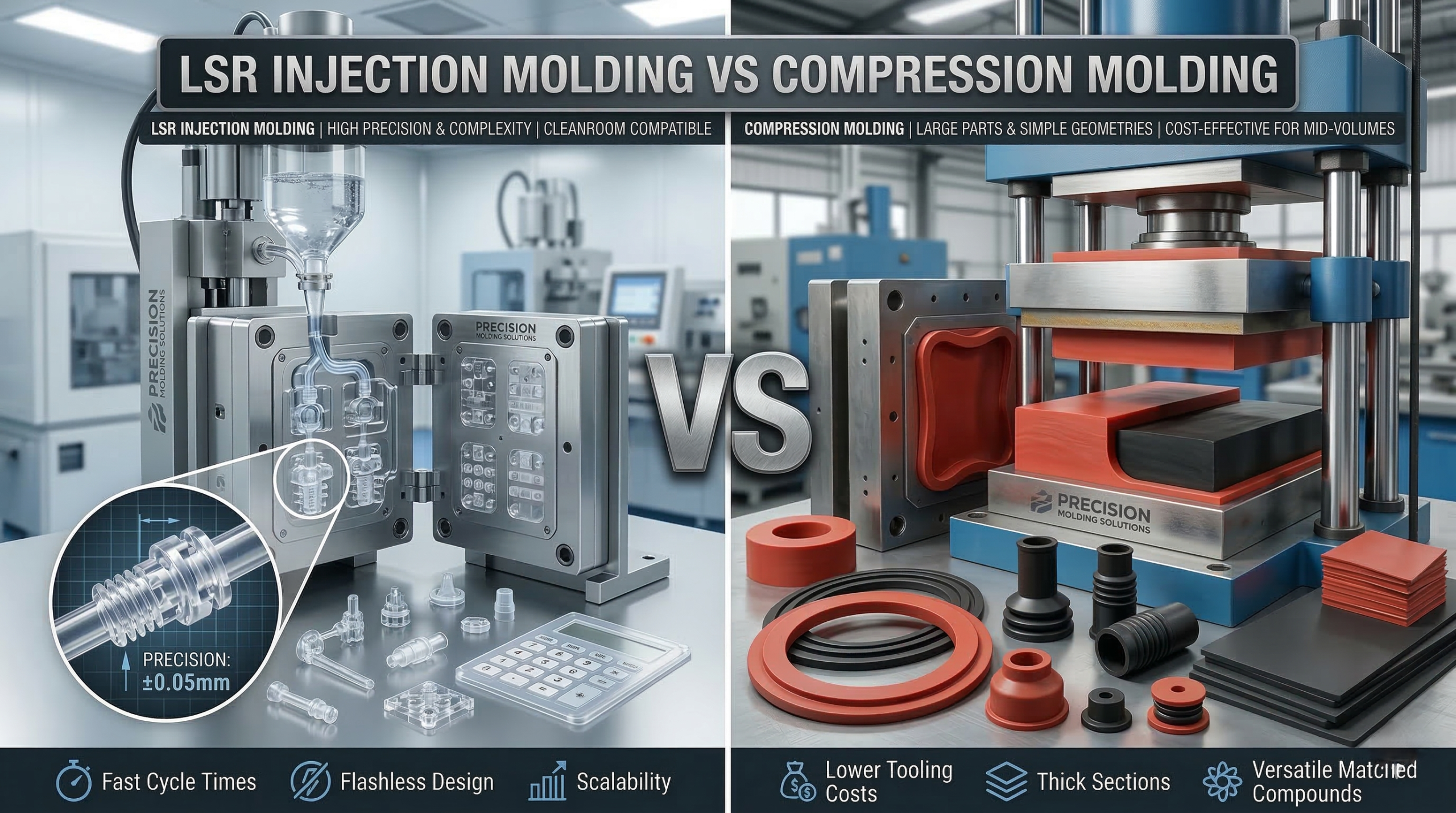 How to Scale Production: LSR Injection Molding vs Compression Molding？