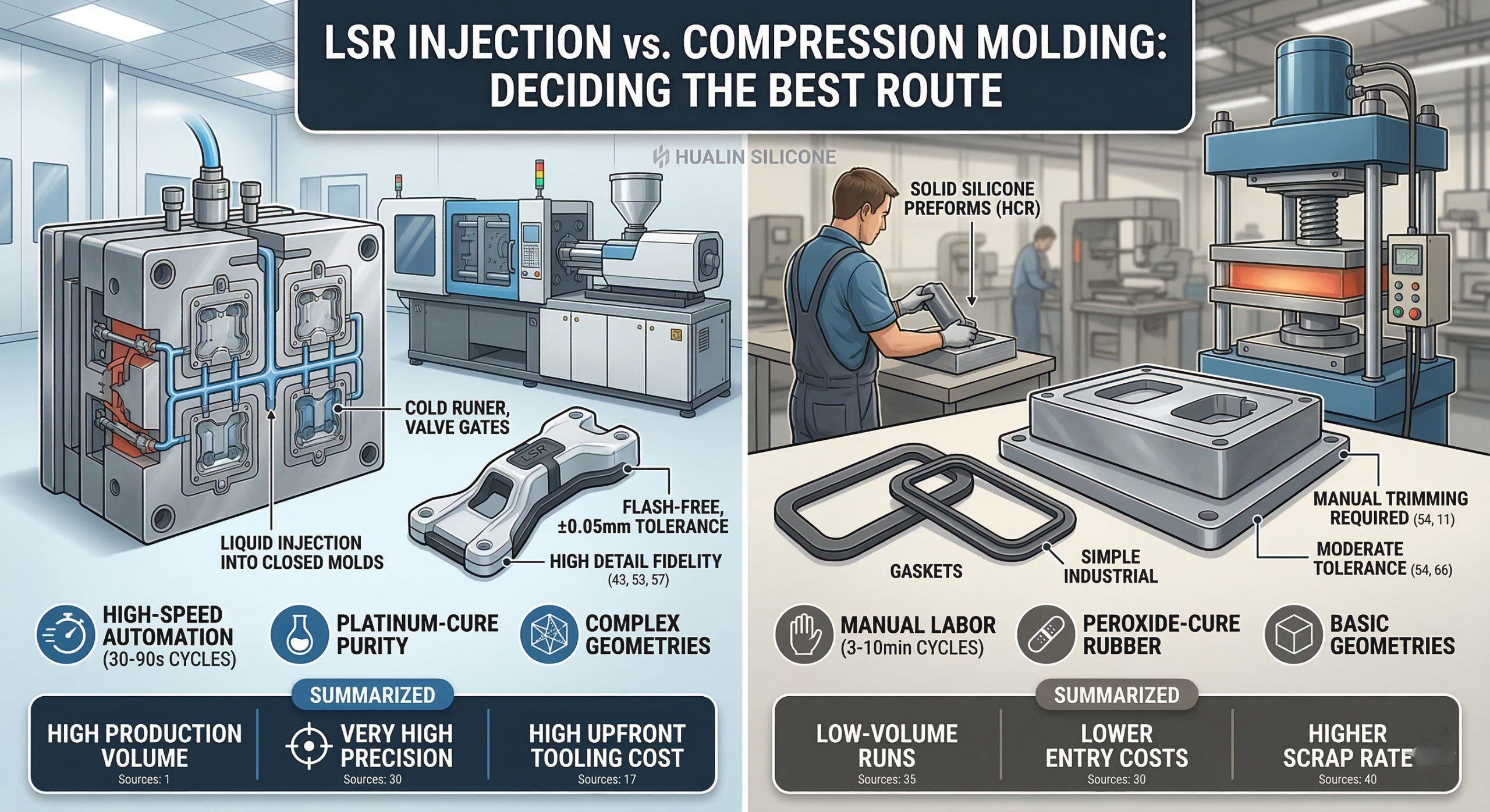 How to Choose Between LSR Injection vs Compression Molding？