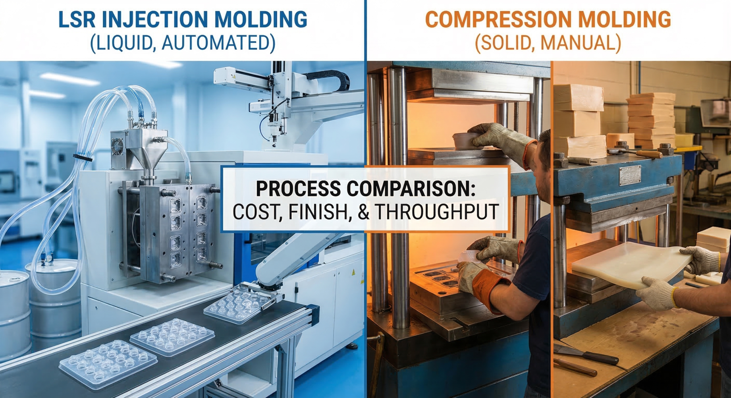 How to Scale Production: LSR Injection vs Compression Molding？