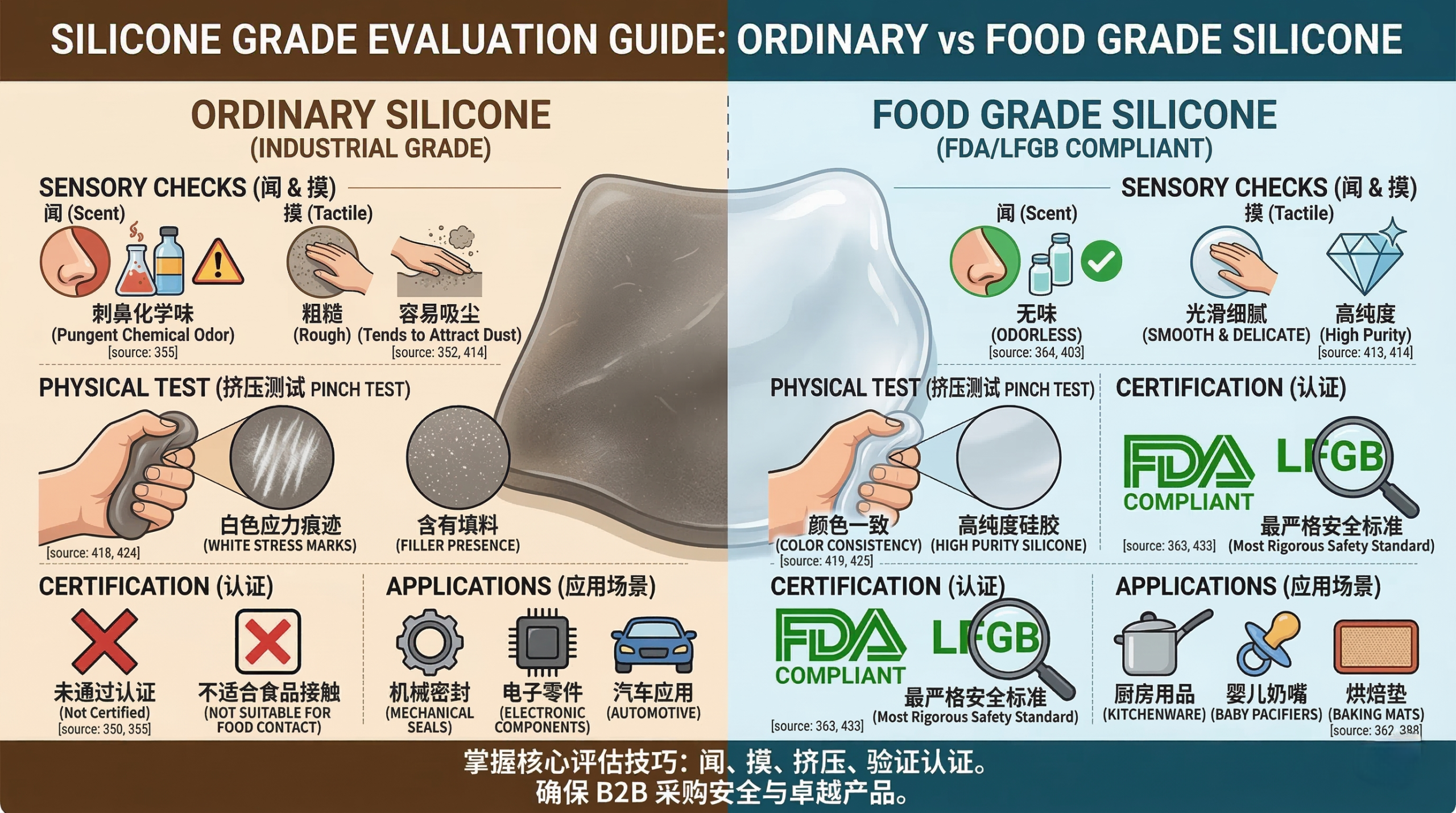 How to Evaluate Medical Grade vs Food Grade Silicone for B2B Sourcing？
