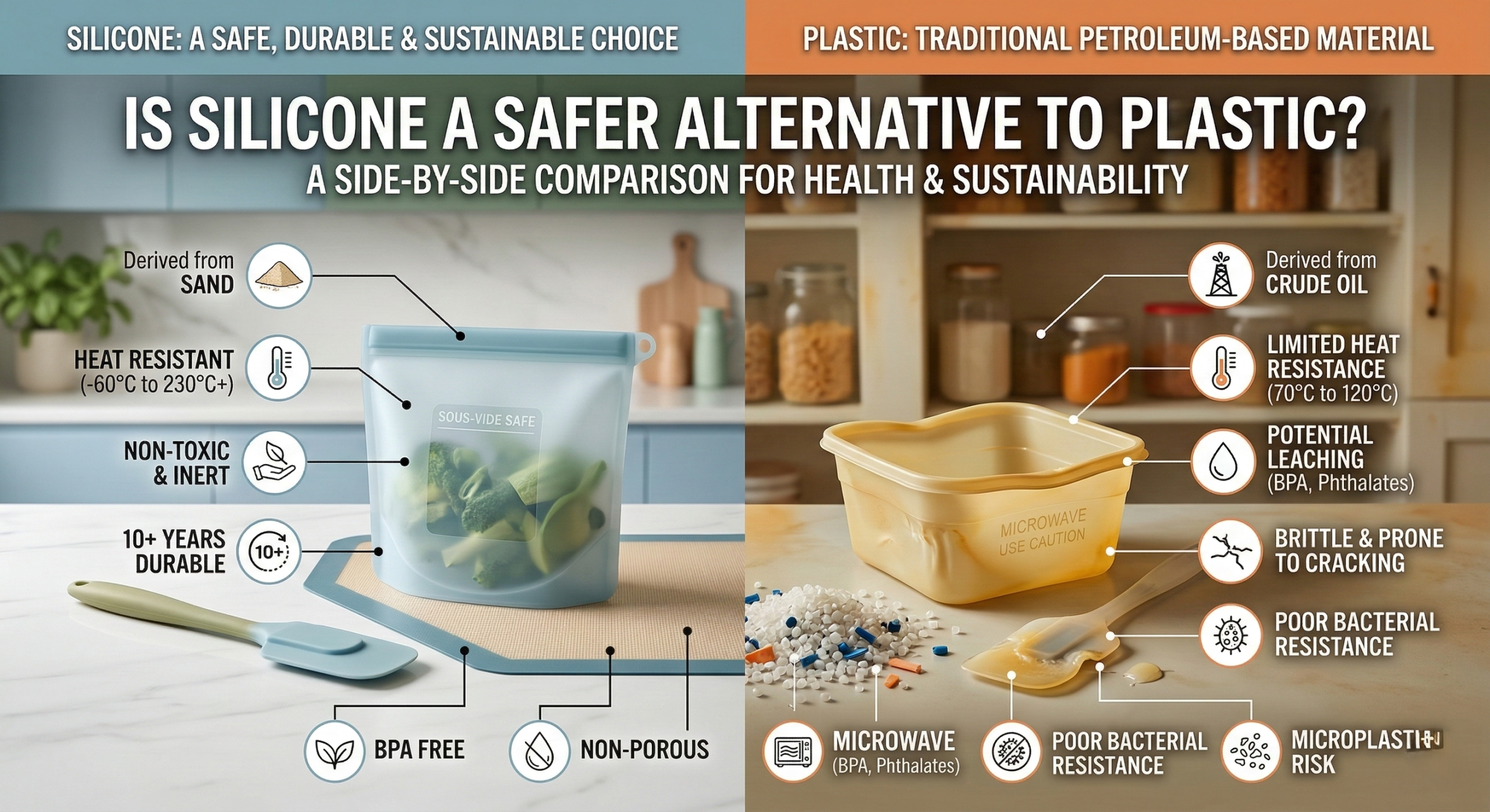 How to Evaluate Silicone vs Plastic for Long-Term Durability？