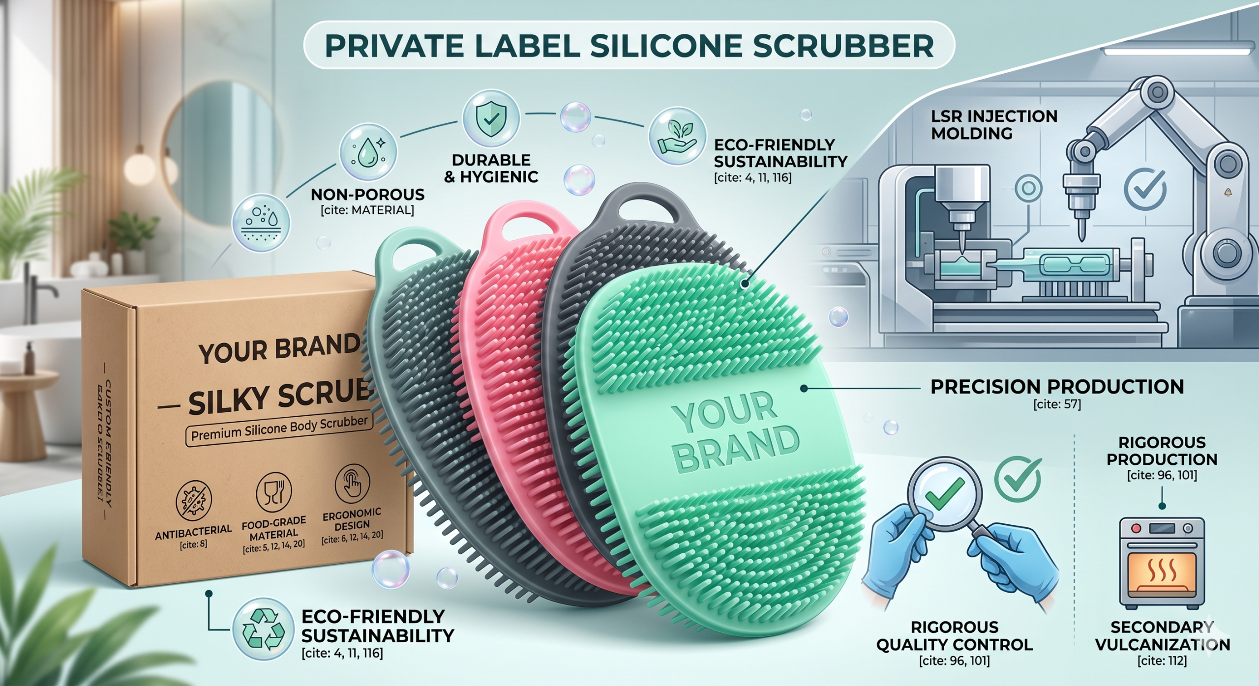 How to create private silicone shower scrubber or body scrubber?